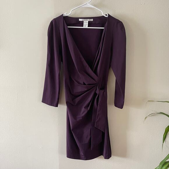 Diane von Furstenberg Oletta Faux Wrap Dress Womens 10 Purple Classic DVF Style - Picture 1 of 9